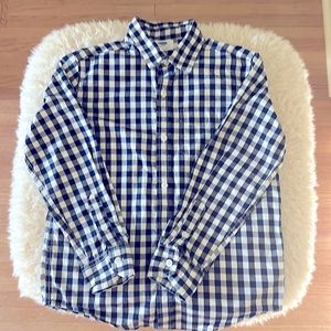 Old Navy gingham navy and white button-down, size 8 boys.